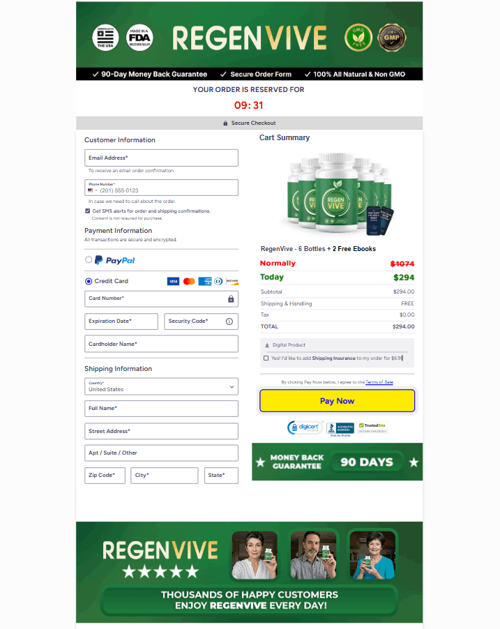 RegenVive - Order Page
